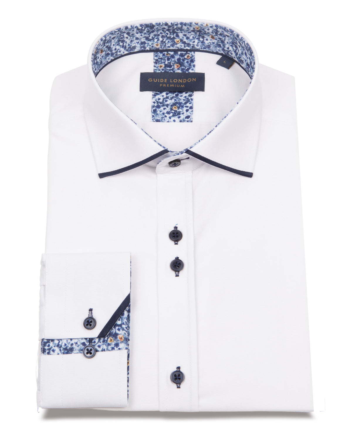 Long Sleeve Panelled Collar End on End Shirt