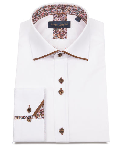 Long Sleeve Panelled Collar End on End Shirt