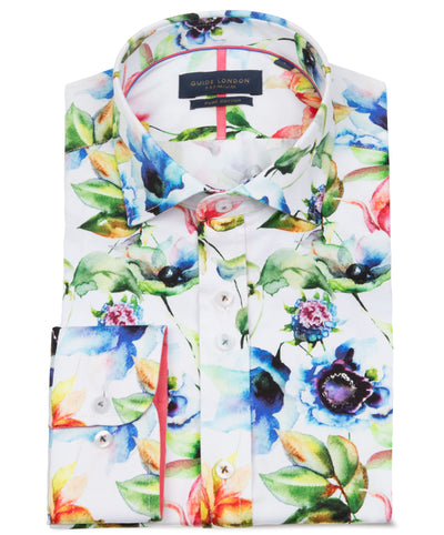 Multi-Coloured Floral Pattern Cotton Shirt