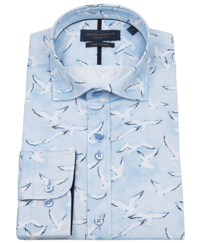 Bird Pattern Cotton Shirt