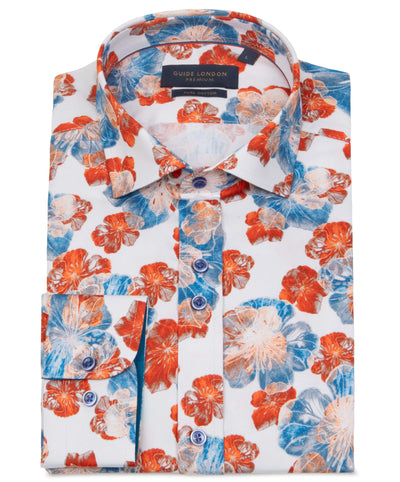 Vibrant Floral Print Men's Long Sleeve Cotton Shirt