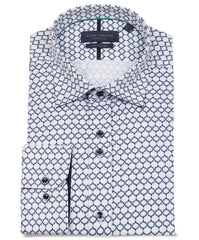 Modern Navy Geometric Pattern Men's Shirt