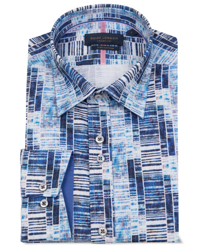Geometric Blue Long Sleeve Shirt
