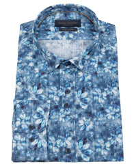 Playful Blue Floral Cotton Shirt