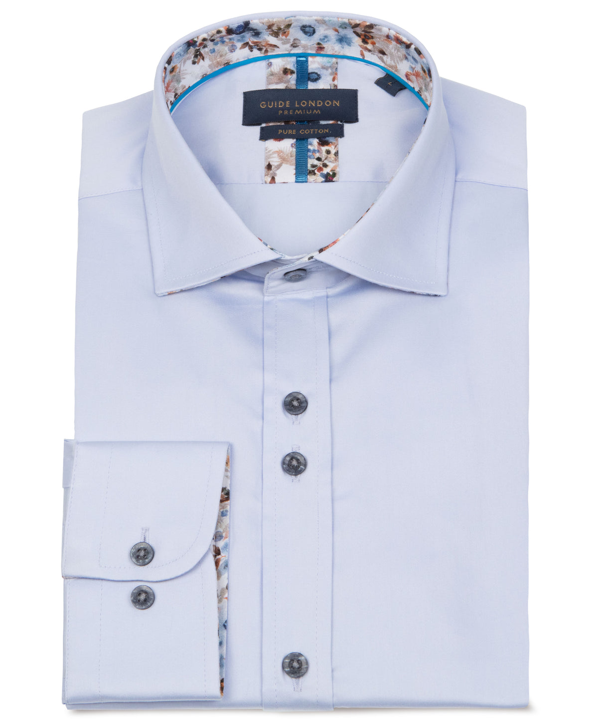 Vibrant Turquoise Floral Men's Cotton Shirt