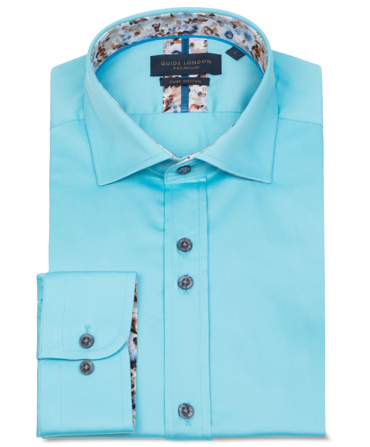 Vibrant Turquoise Floral Men's Cotton Shirt