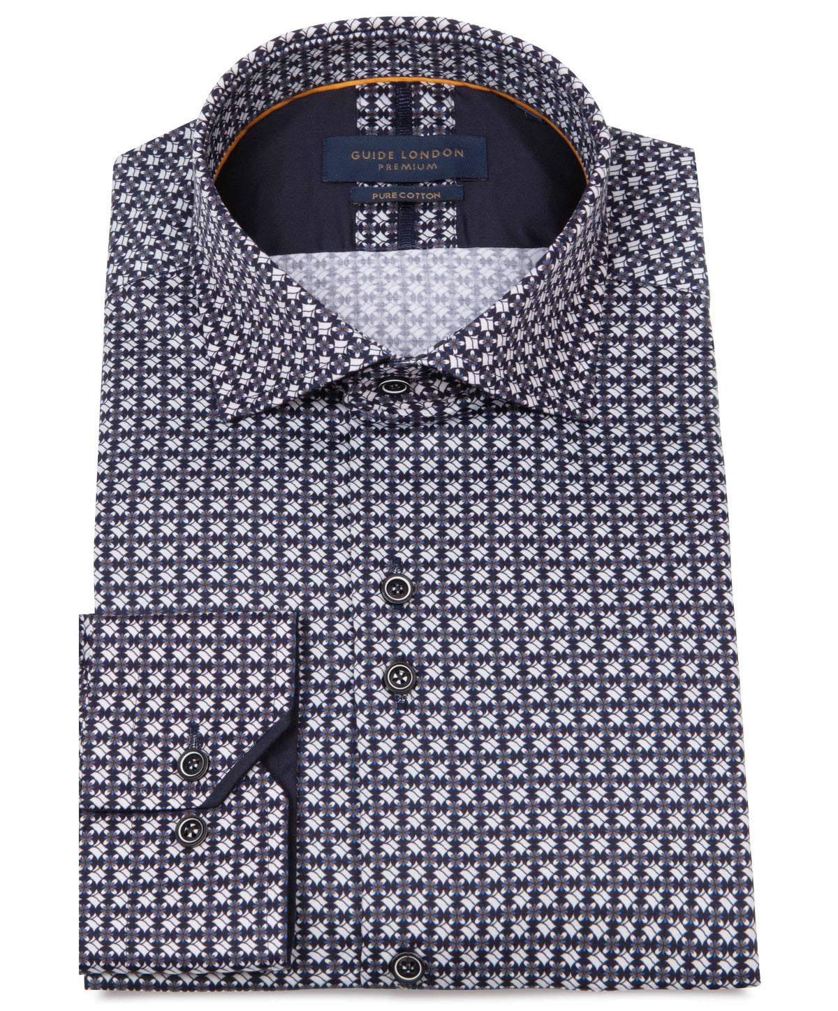 Navy Geometric Cotton Shirt