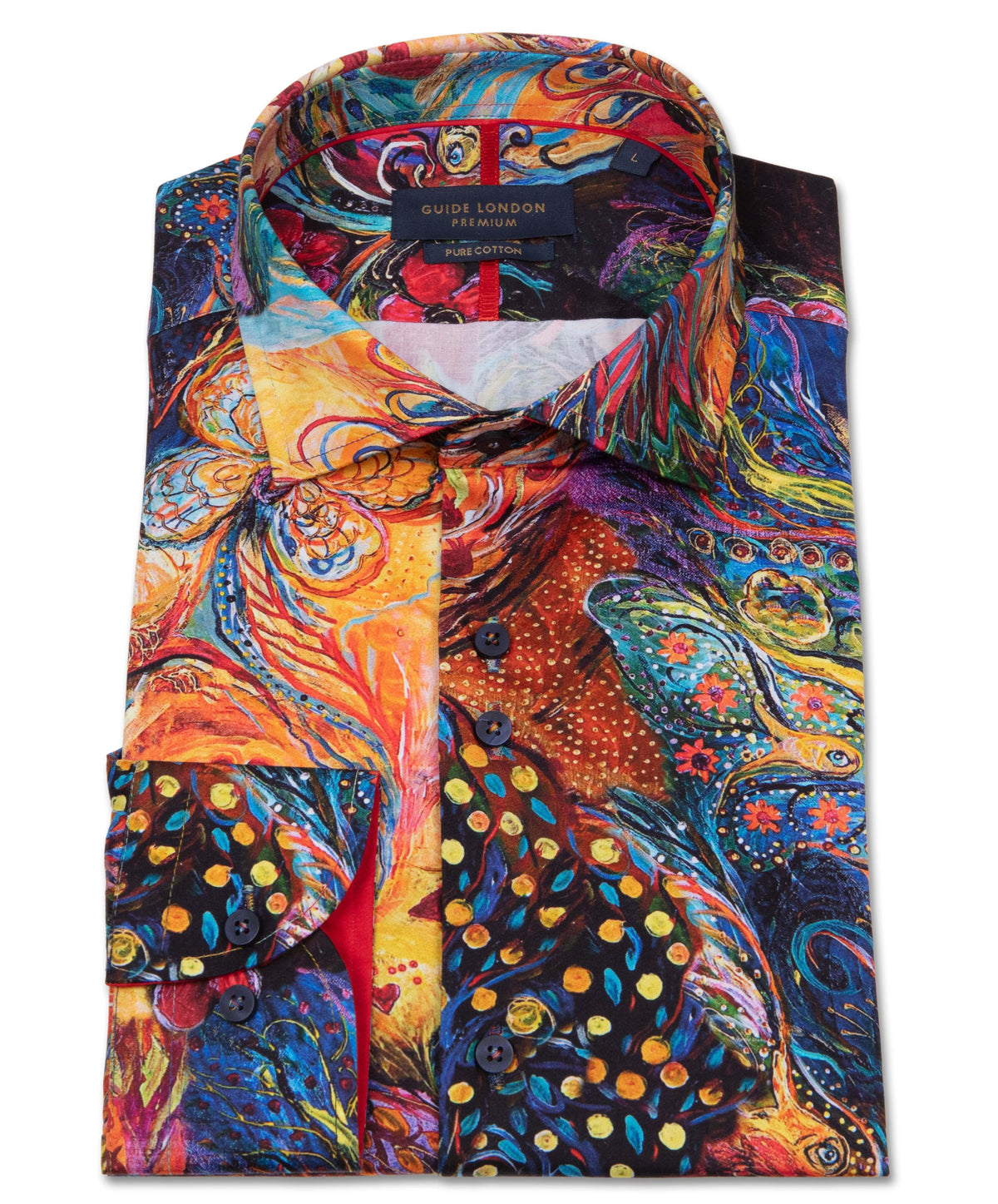 Peacock Print Long Sleeve Shirt - 100% Cotton