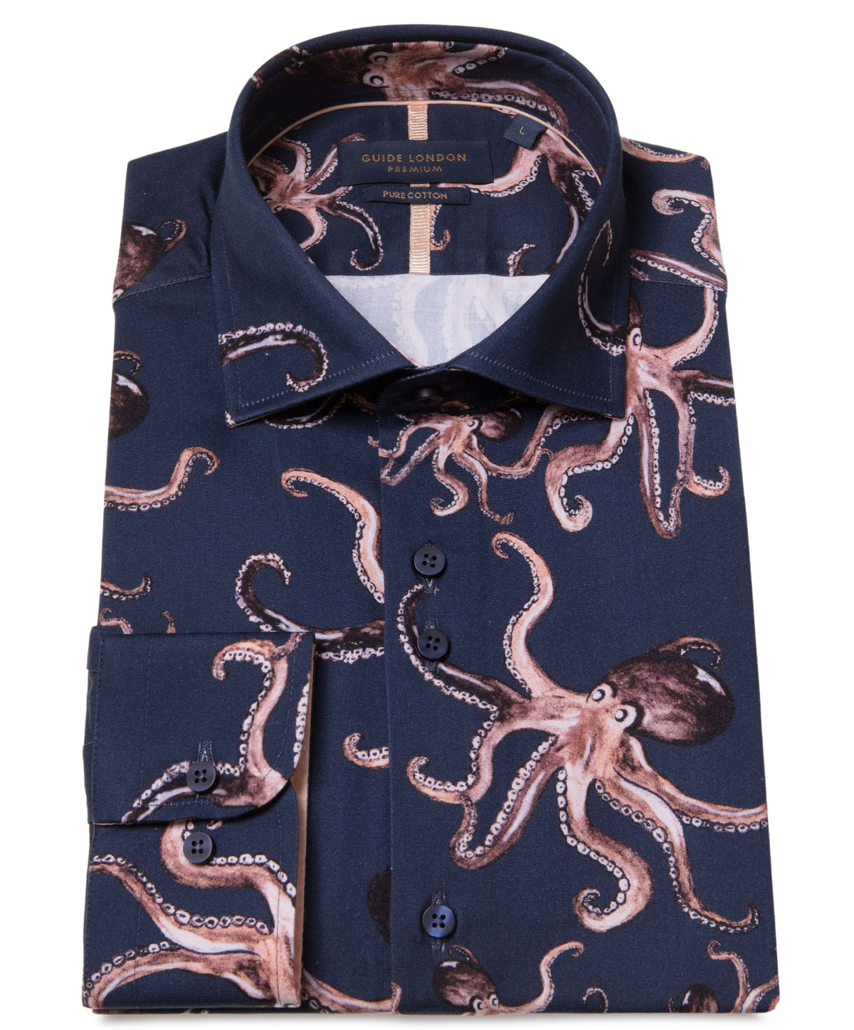 Playful Octopus Design Long Sleeve Cotton Shirt