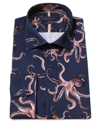 Playful Octopus Design Long Sleeve Cotton Shirt