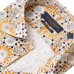 Stunning Gold and Bright Blue Geometric Print Shirt