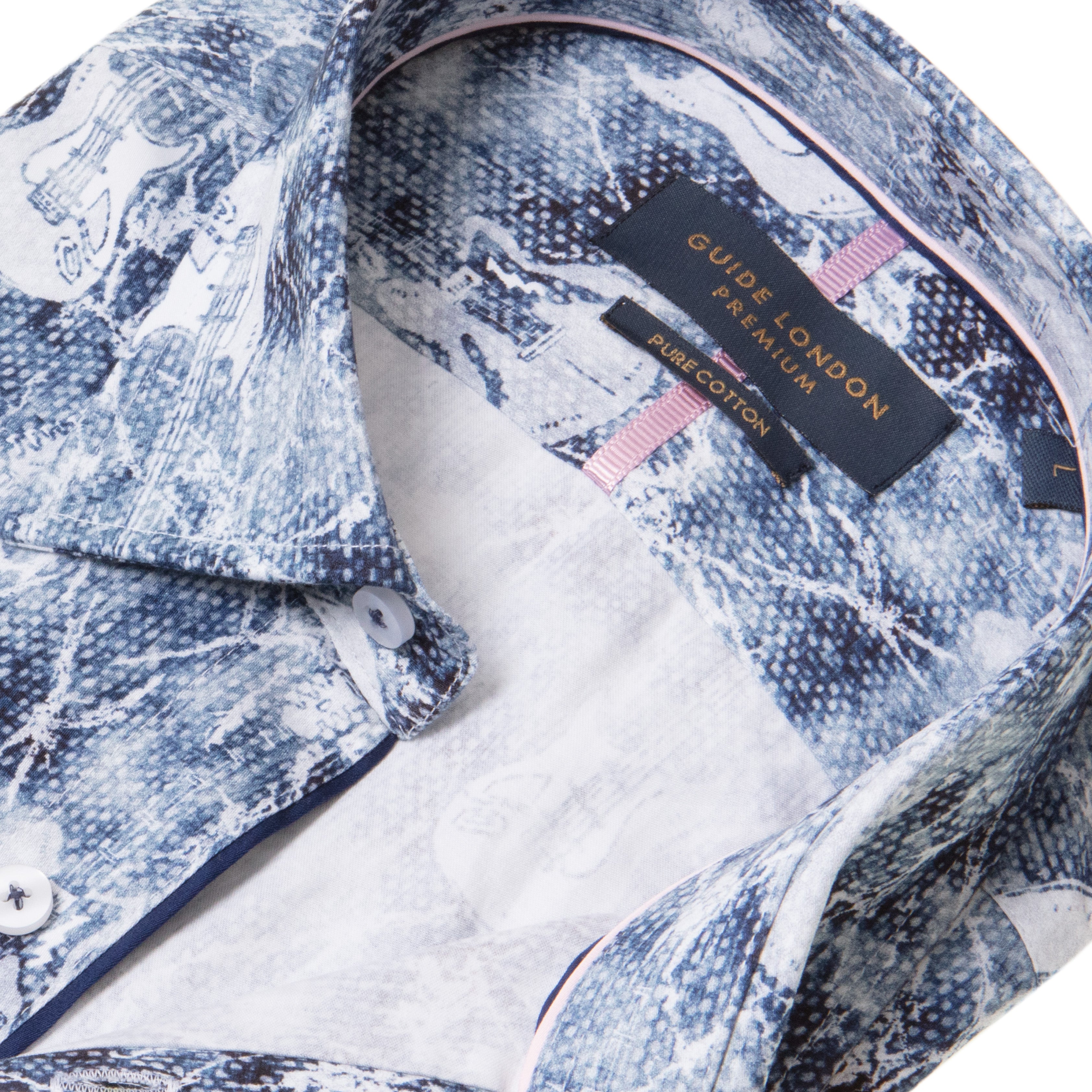 Guitar Print Long Sleeve Pure Cotton Shirt