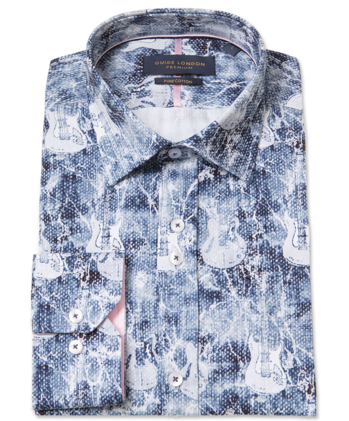 Guitar Print Long Sleeve Pure Cotton Shirt
