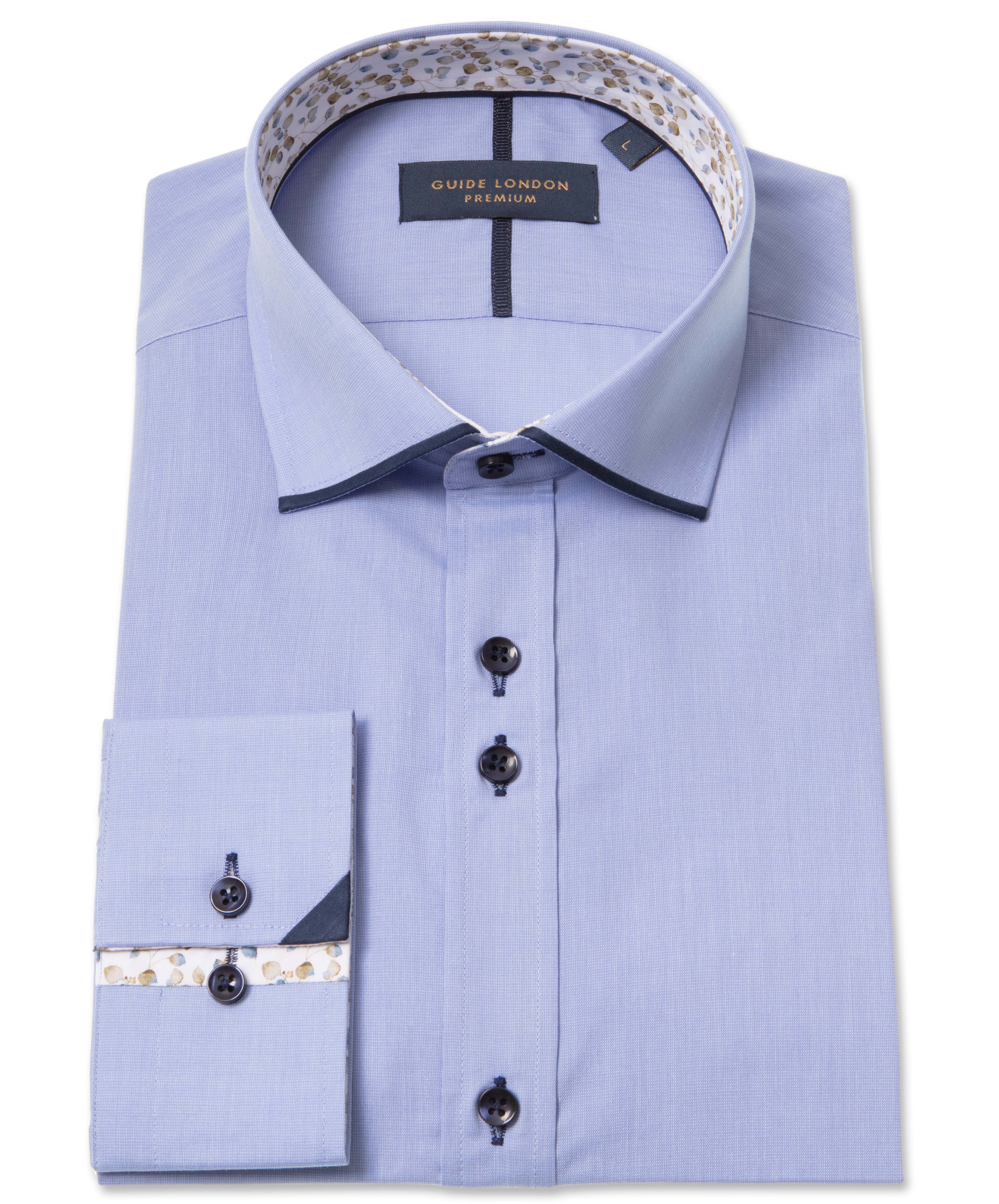 Long Sleeve Panelled Collar End on End Shirt