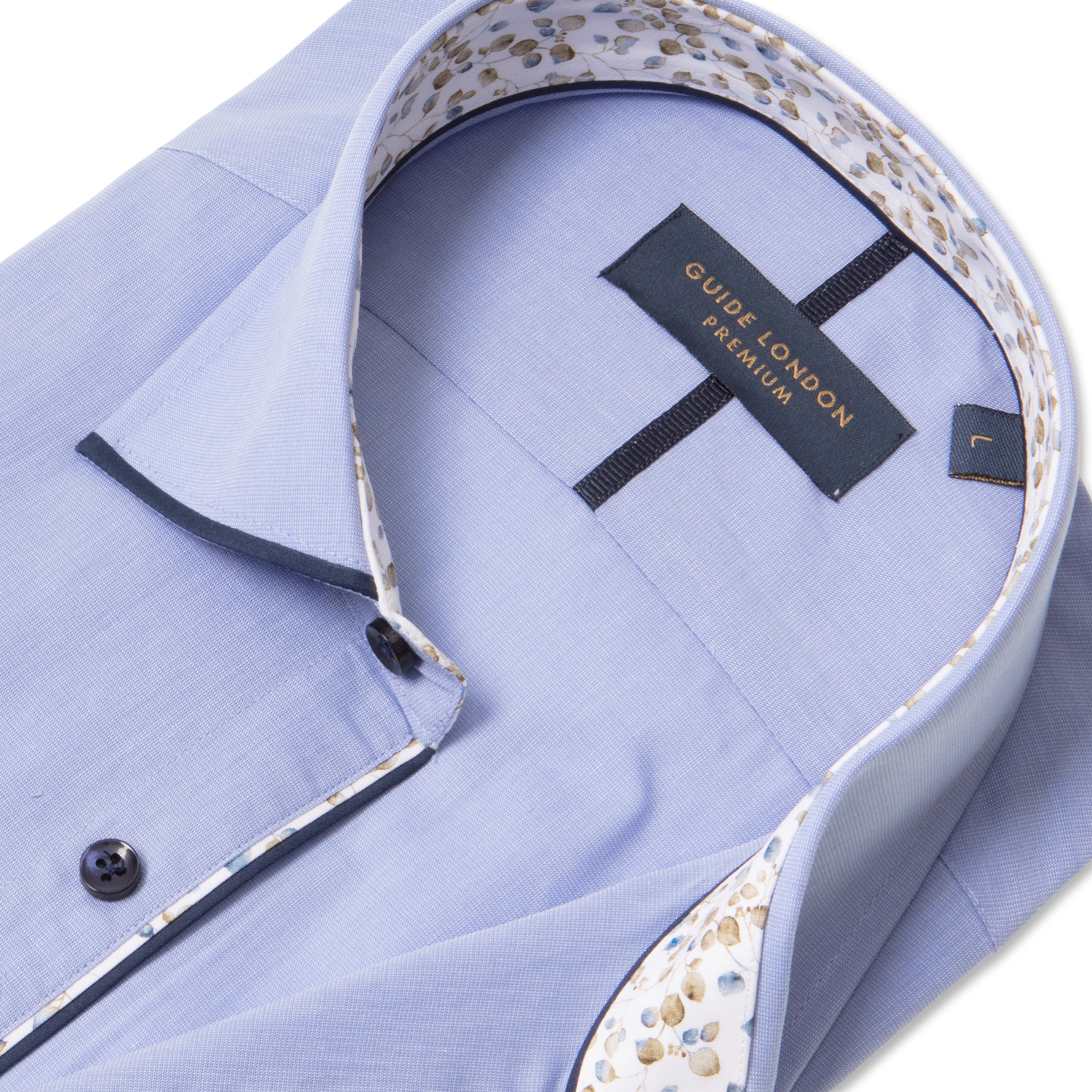 Long Sleeve Panelled Collar End on End Shirt