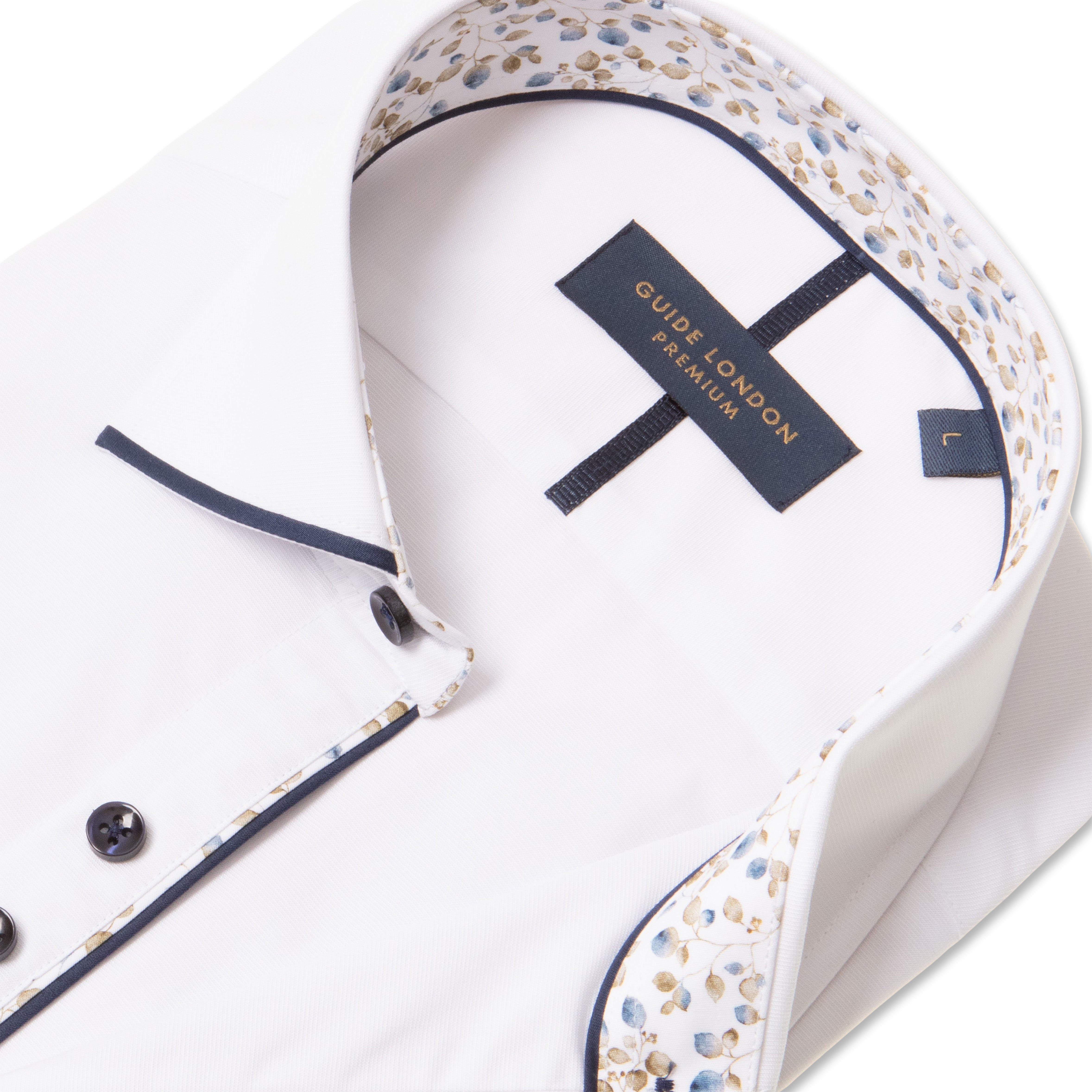 Long Sleeve Panelled Collar End on End Shirt