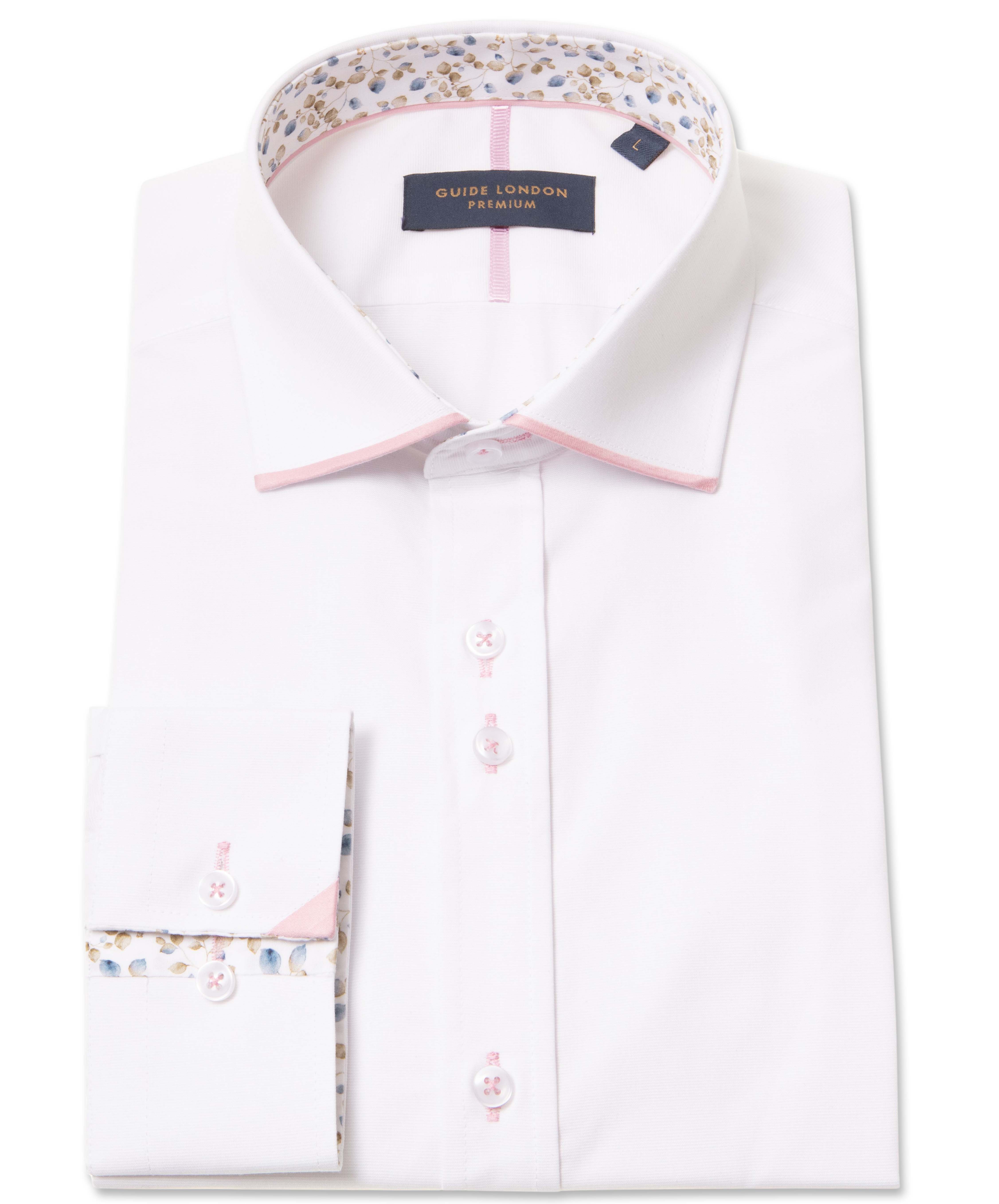 Long Sleeve Panelled Collar End on End Shirt