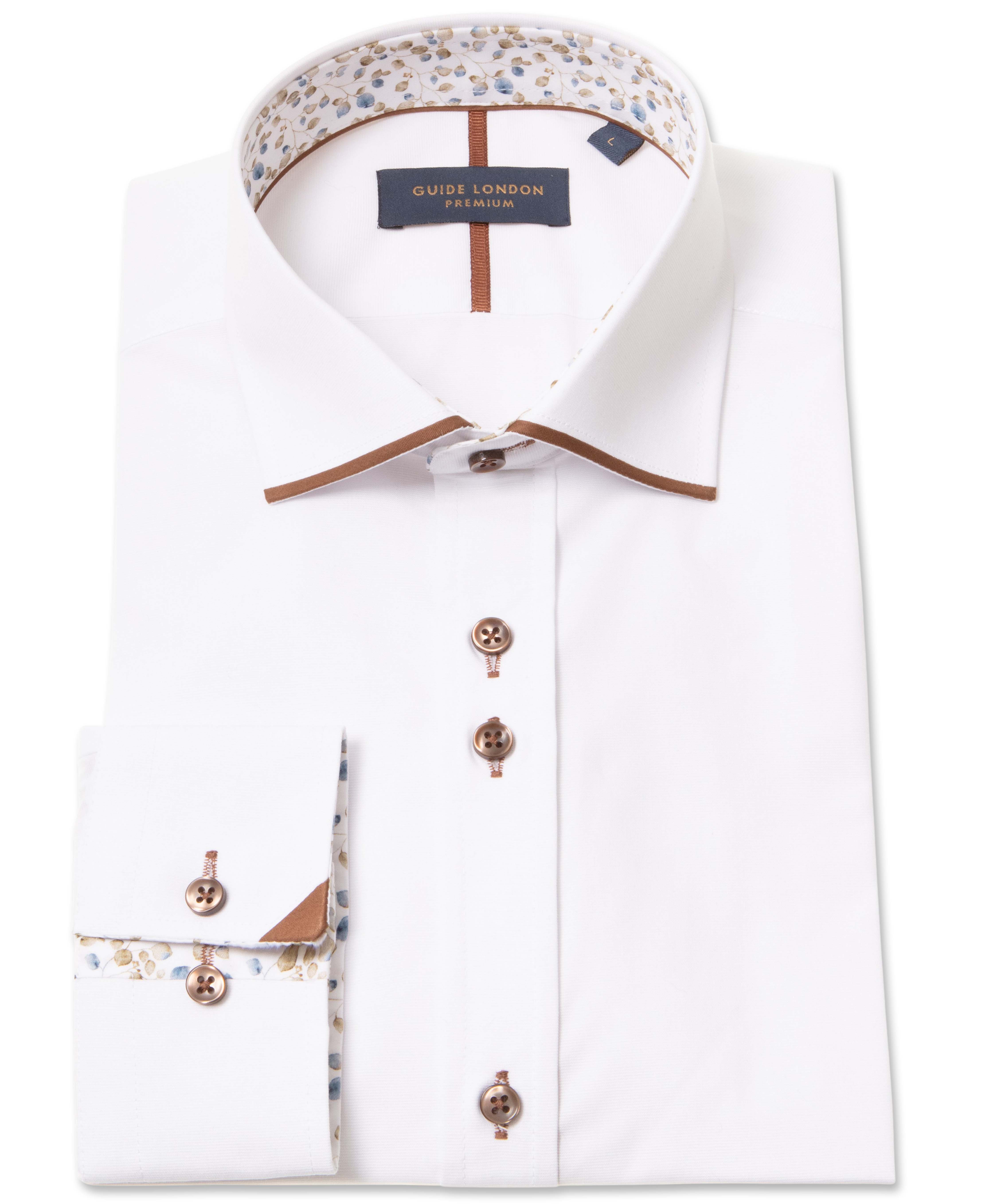 Long Sleeve Panelled Collar End on End Shirt