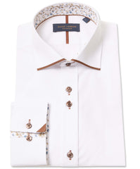 Long Sleeve Panelled Collar End on End Shirt