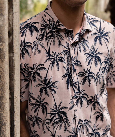 Tropical Palms Short Sleeve Cotton Shirt