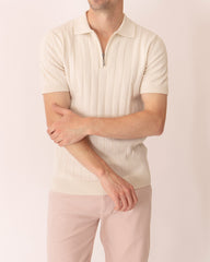 Short Sleeve Wide Rib Knitted Polo