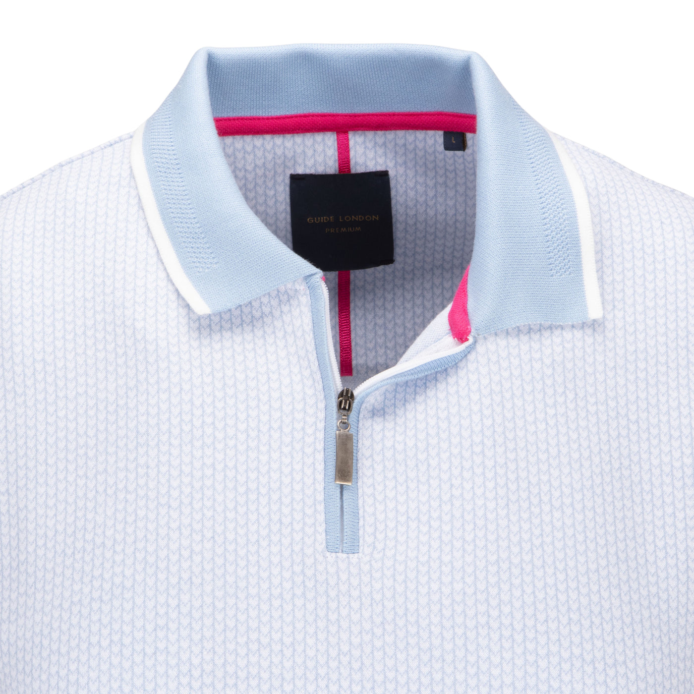 Patterned Polo Shirt with a Zip
