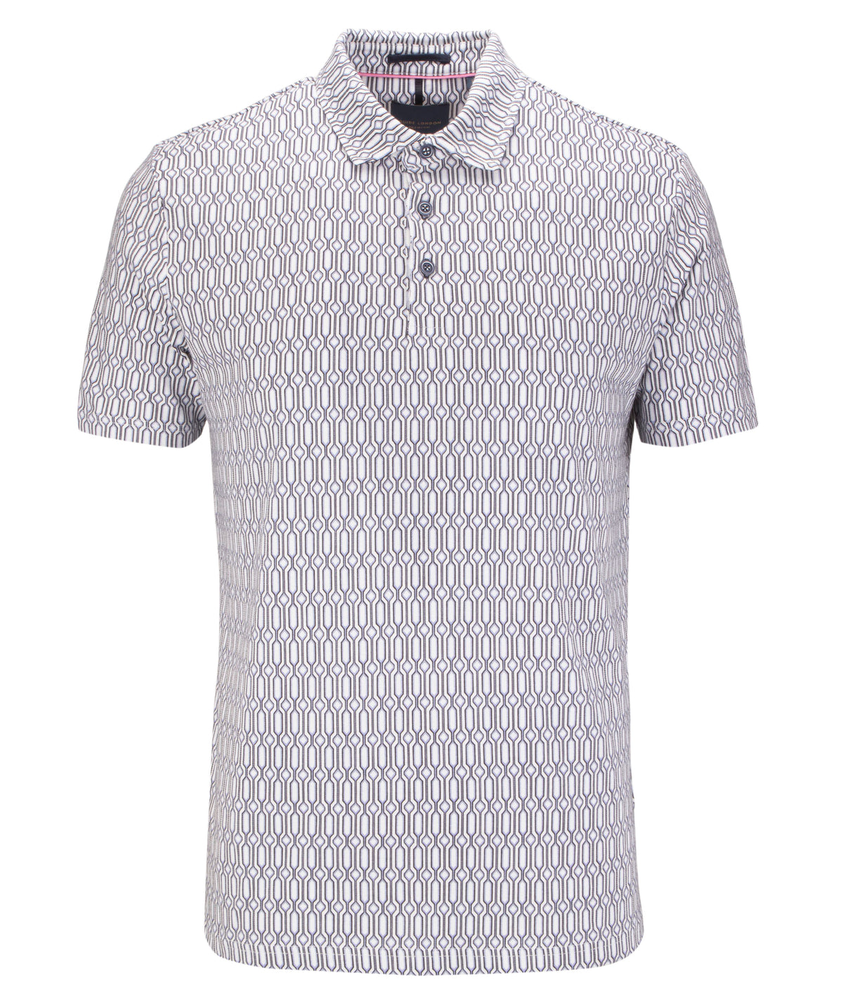 Navy Geometric Polo Shirt