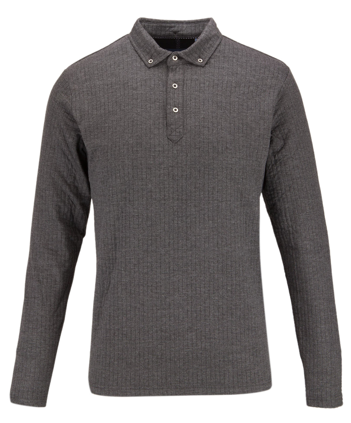 Long Sleeve Polo Shirt in Charcoal