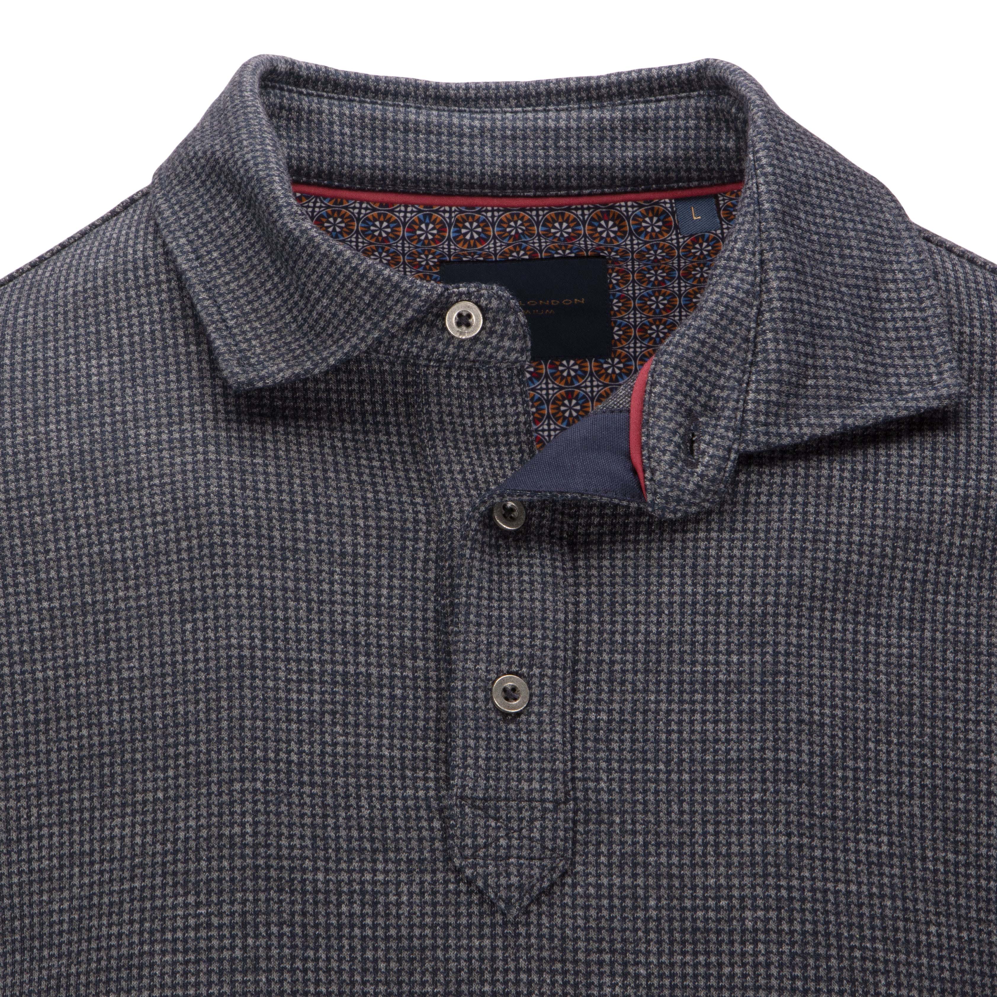 Long Sleeve Houndstooth Polo