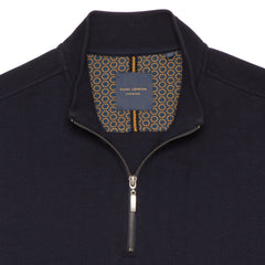 Navy Half-Zip Cotton Blend Sweatshirt