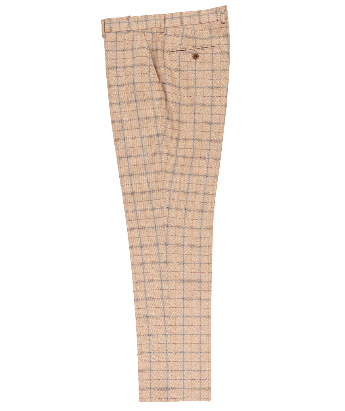 Men’s Tan Checked Trousers with Blue Accents