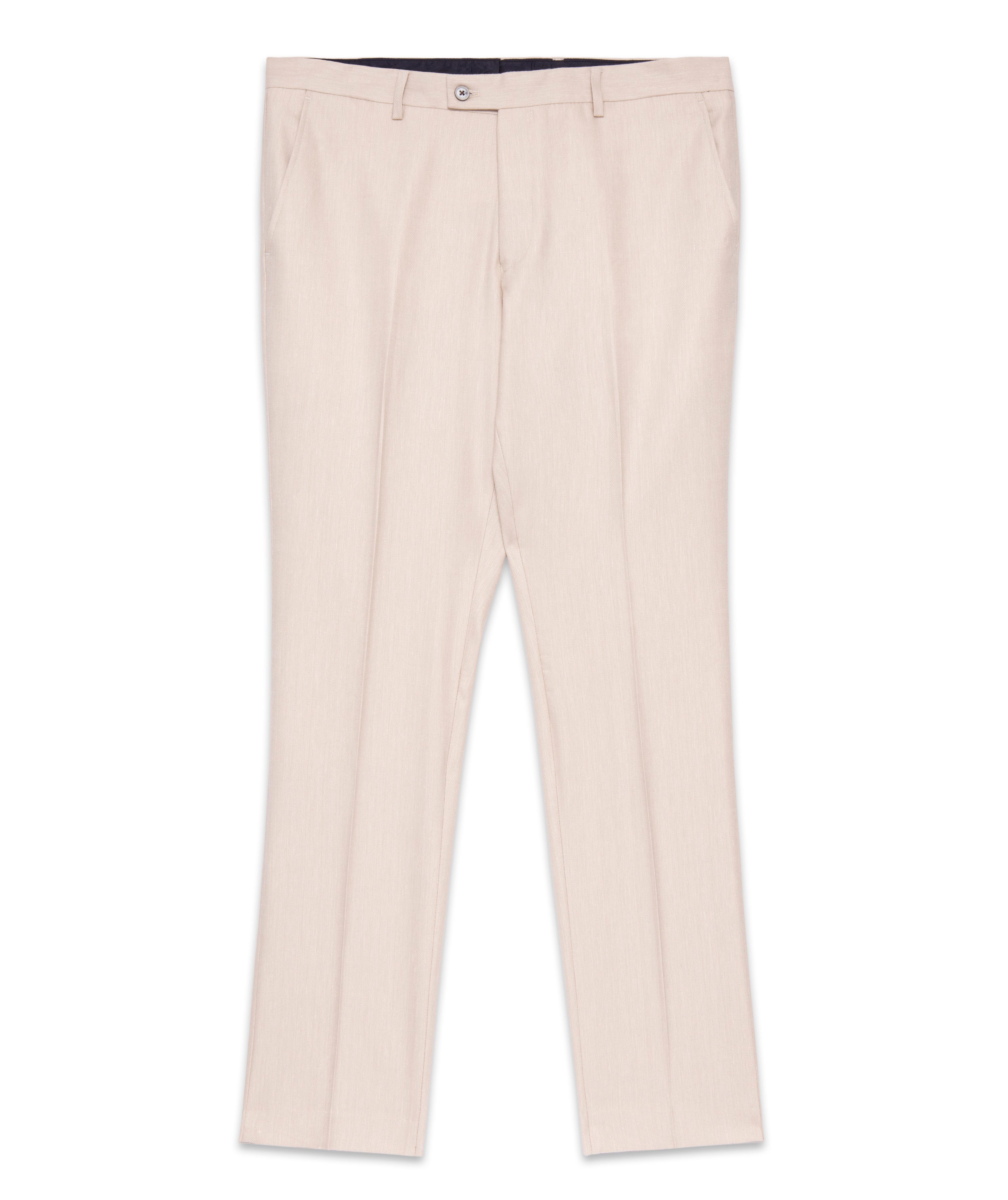 Linen Blend Soft Herringbone Trouser