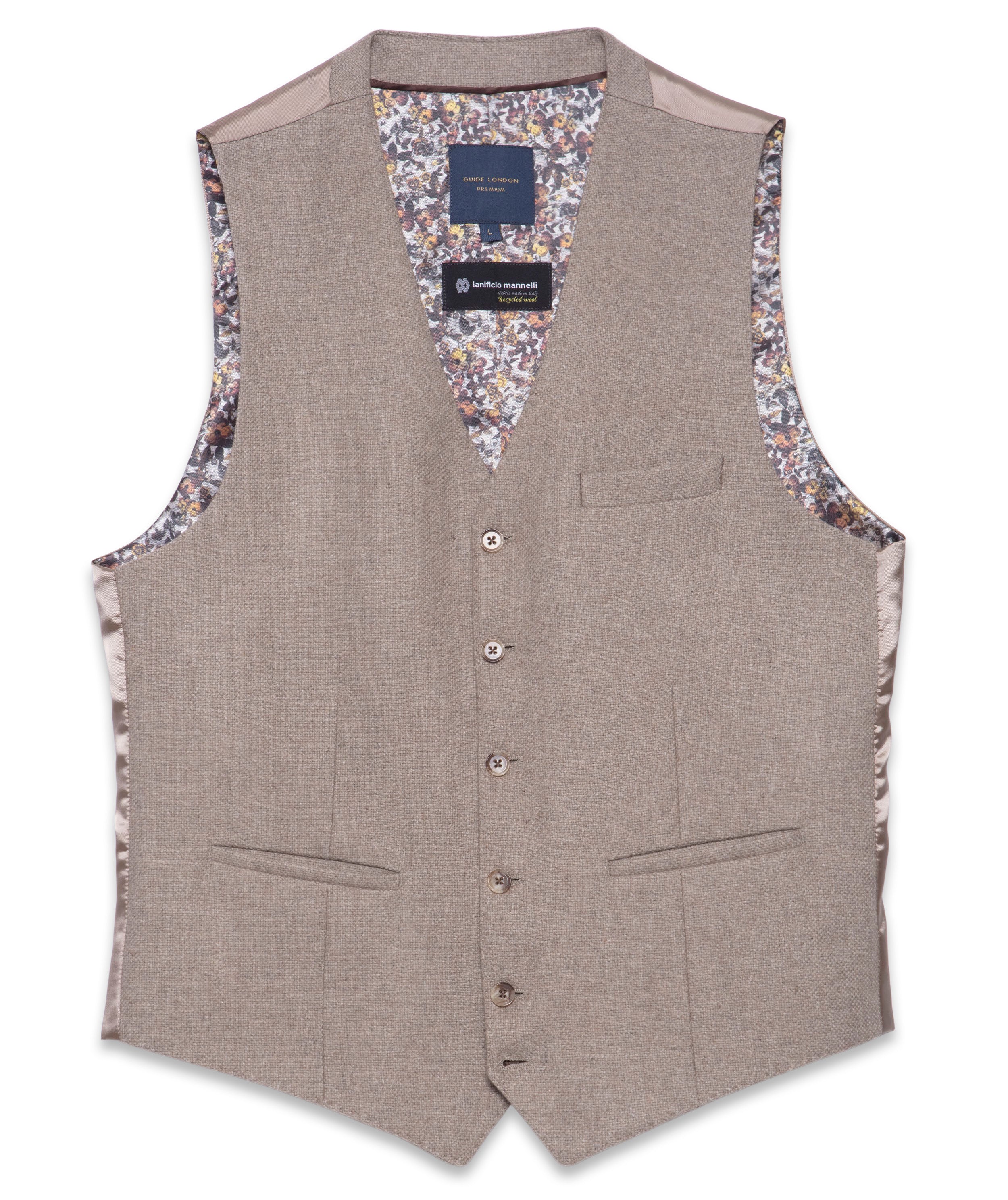 Men's Wool Blend Waistcoat - Sage, Oatmeal, & Navy