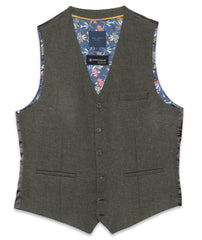 Men's Wool Blend Waistcoat - Sage, Oatmeal, & Navy