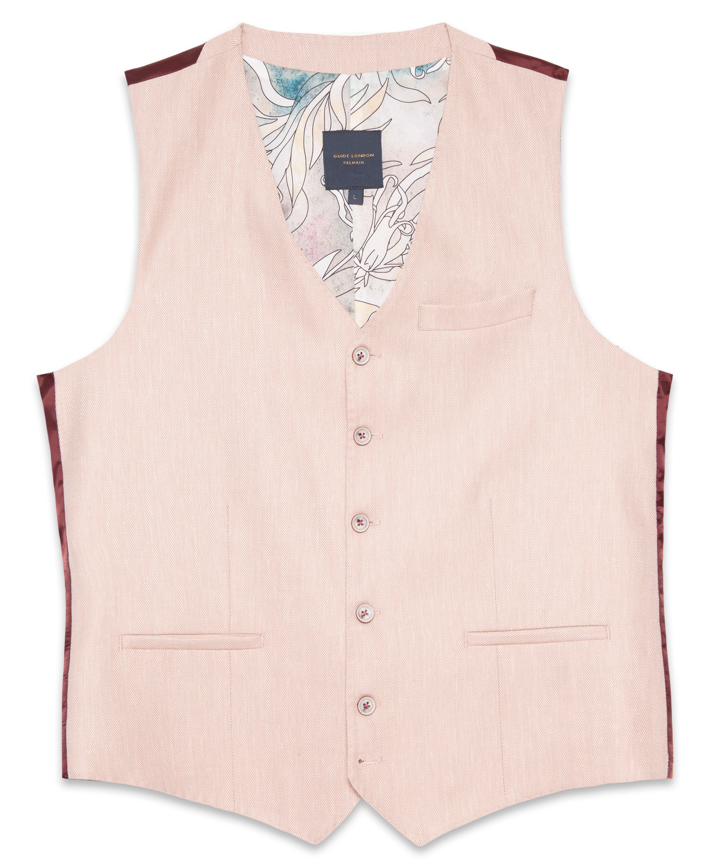 Linen Blend Soft Herringbone Waistcoat