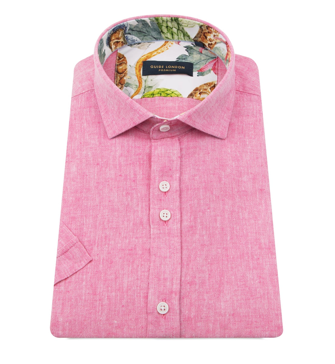 Linen blend plain shirt with with printed contrasts