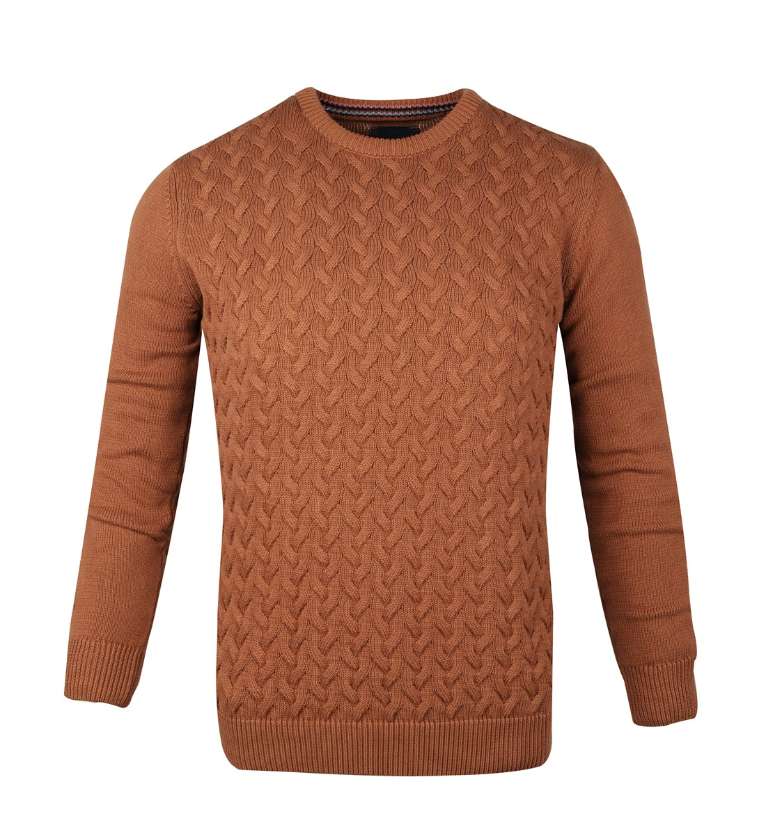 Knitted crew neck jumper with jacquard front