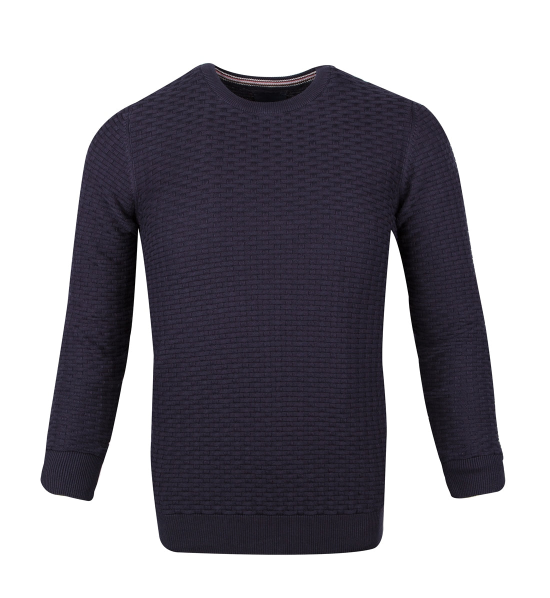 Knitted jacquard crew neck jumper