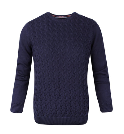 Knitted crew neck jumper with jacquard front