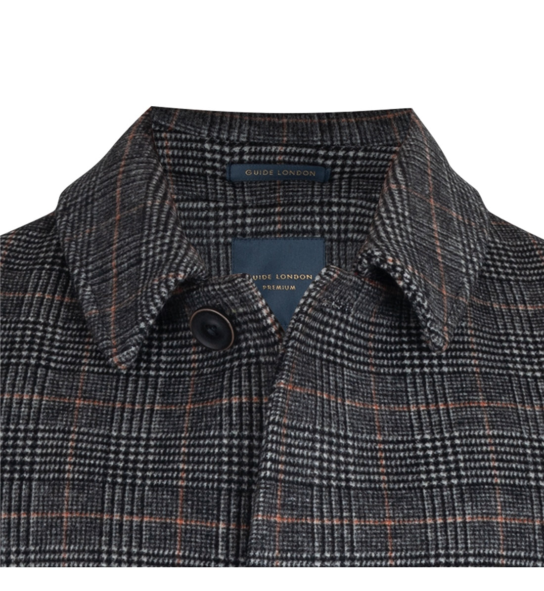 Checked wool blend car coat