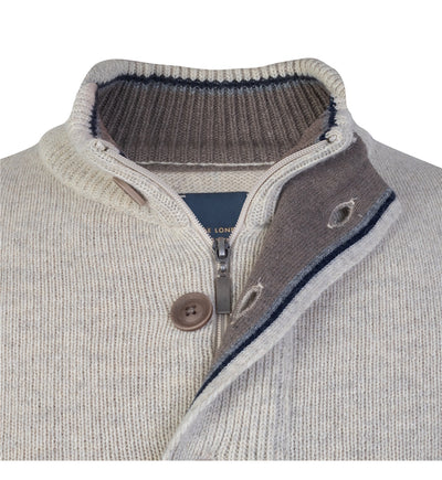 Button thru funnel neck knit