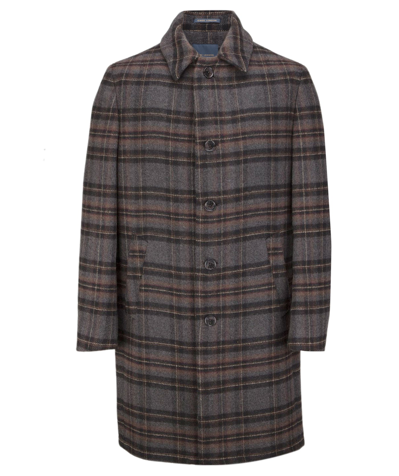 Checked Wool Blend Overcoat