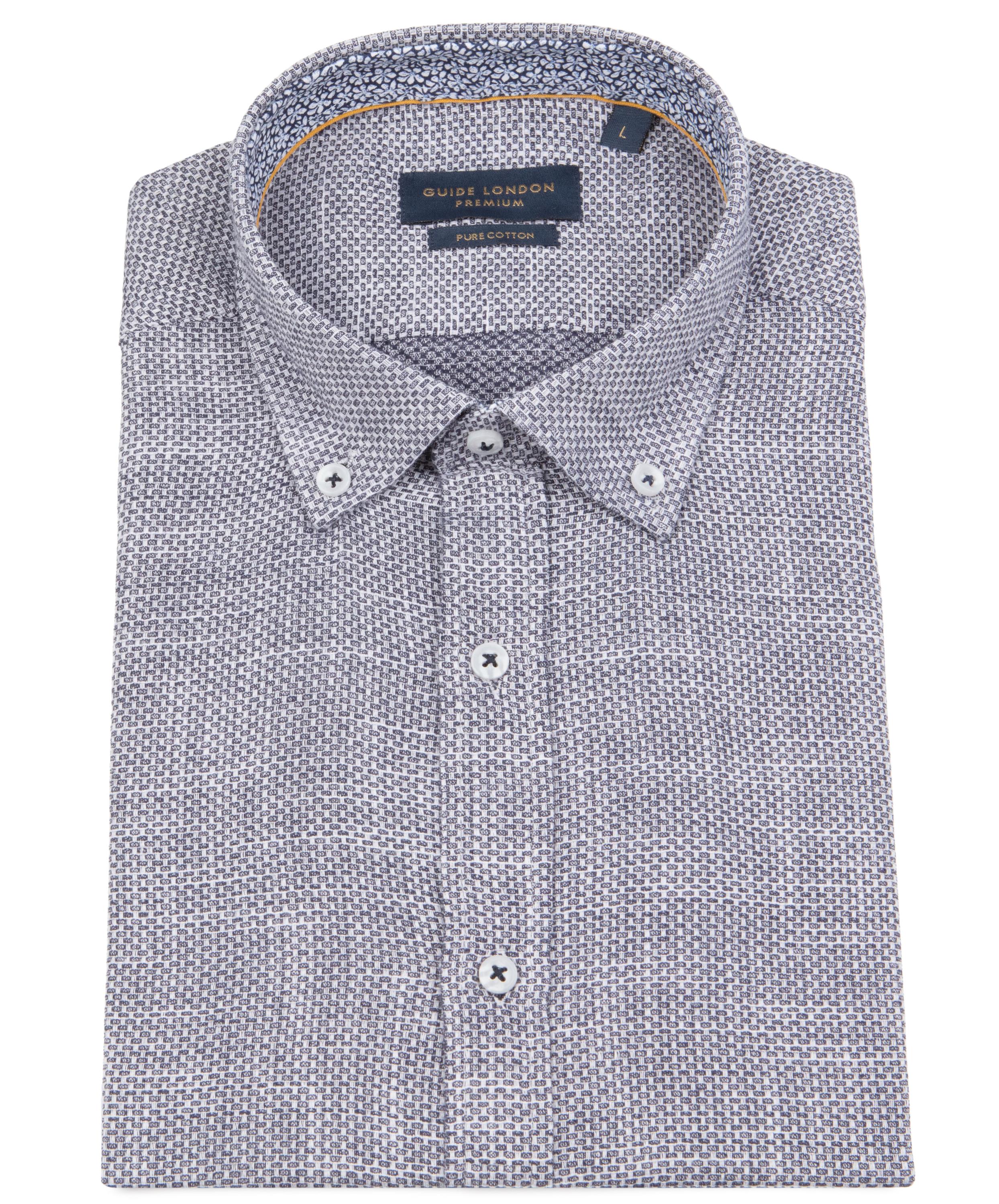 Short Sleeve Textured Washed Cotton Shirt