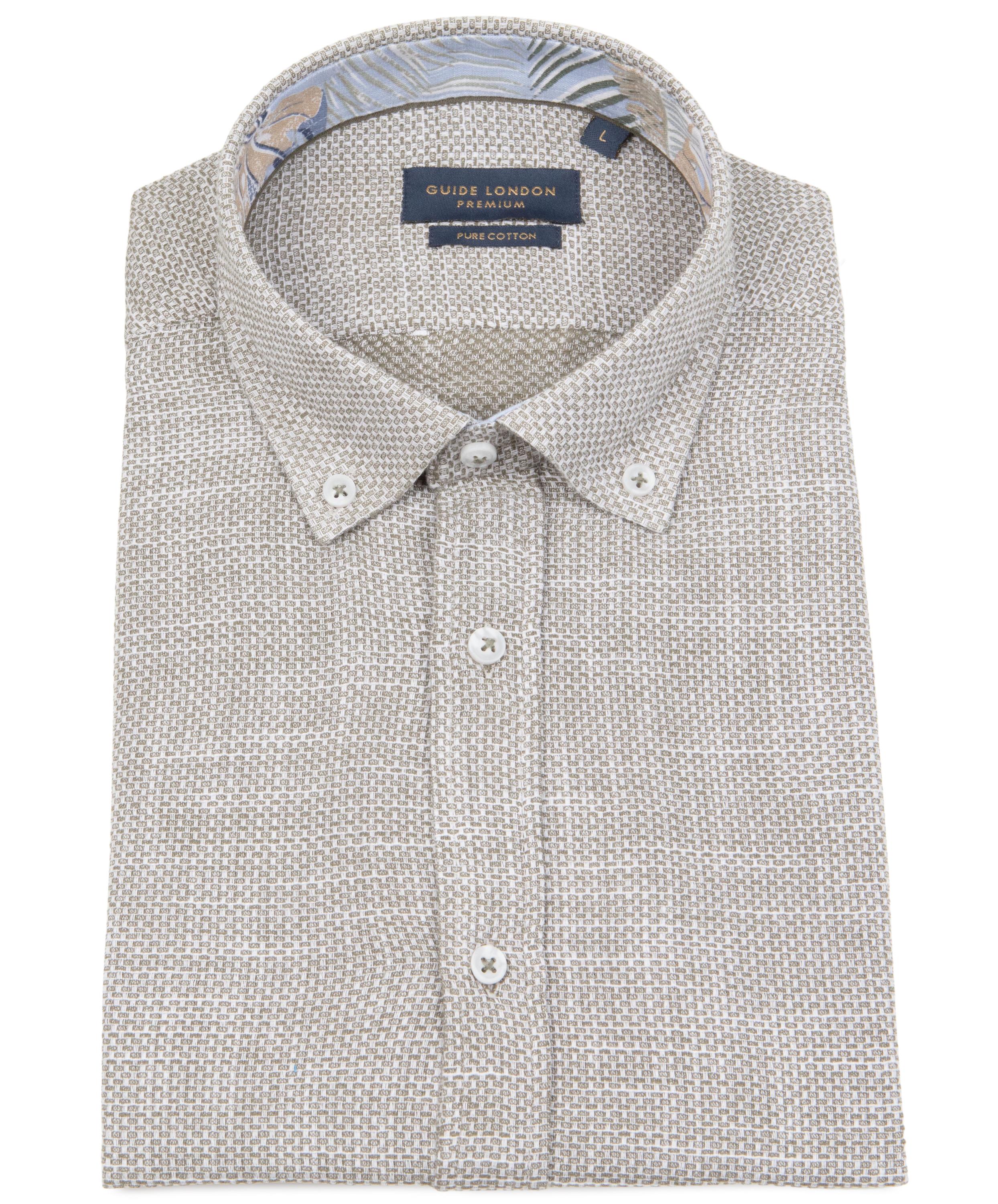 Short Sleeve Textured Washed Cotton Shirt