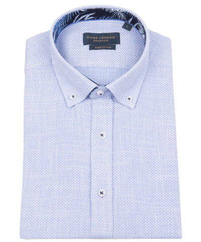 Short Sleeve Textured Washed Cotton Shirt