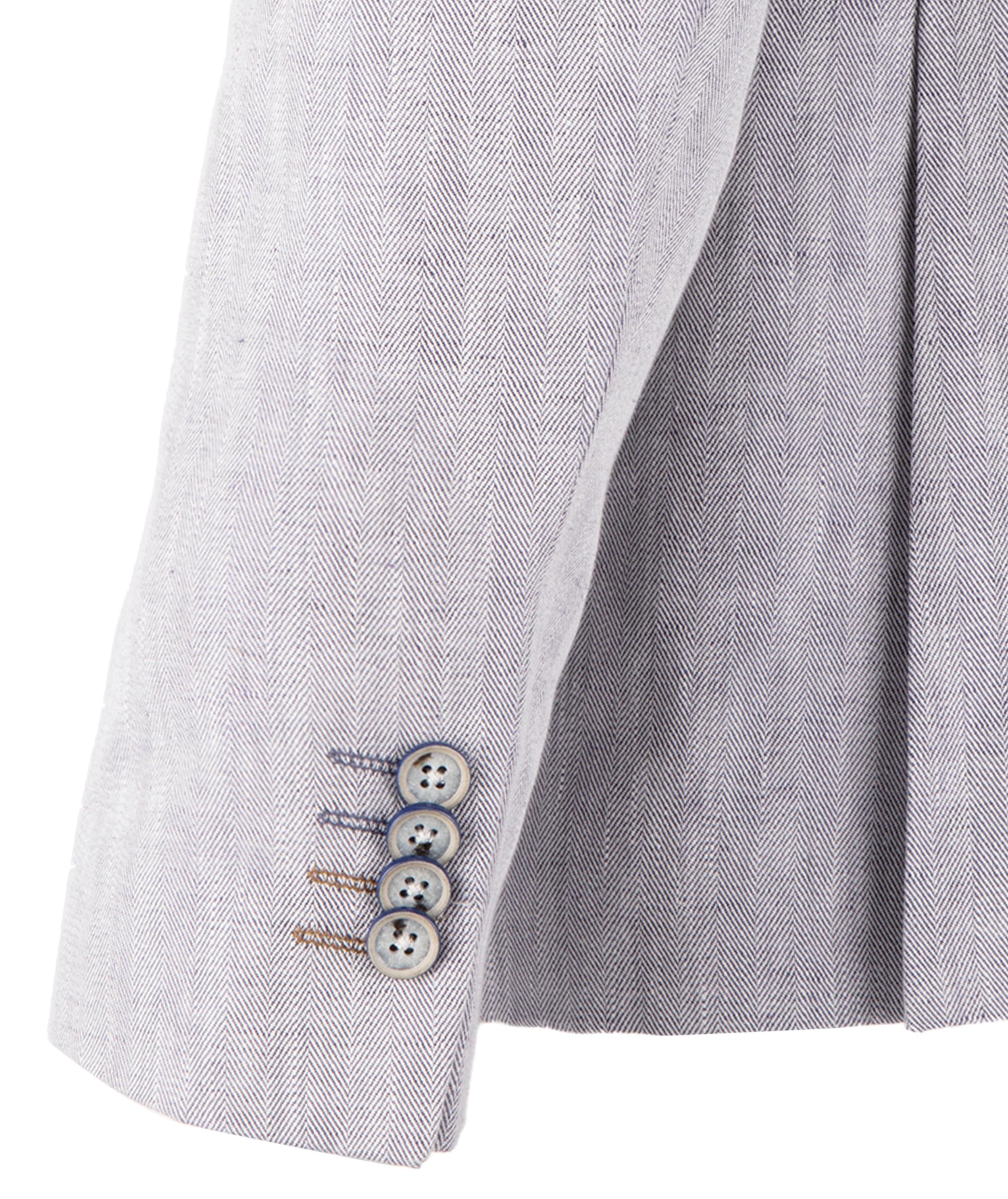 Soft Herringbone Cotton Linen Blend Blazer