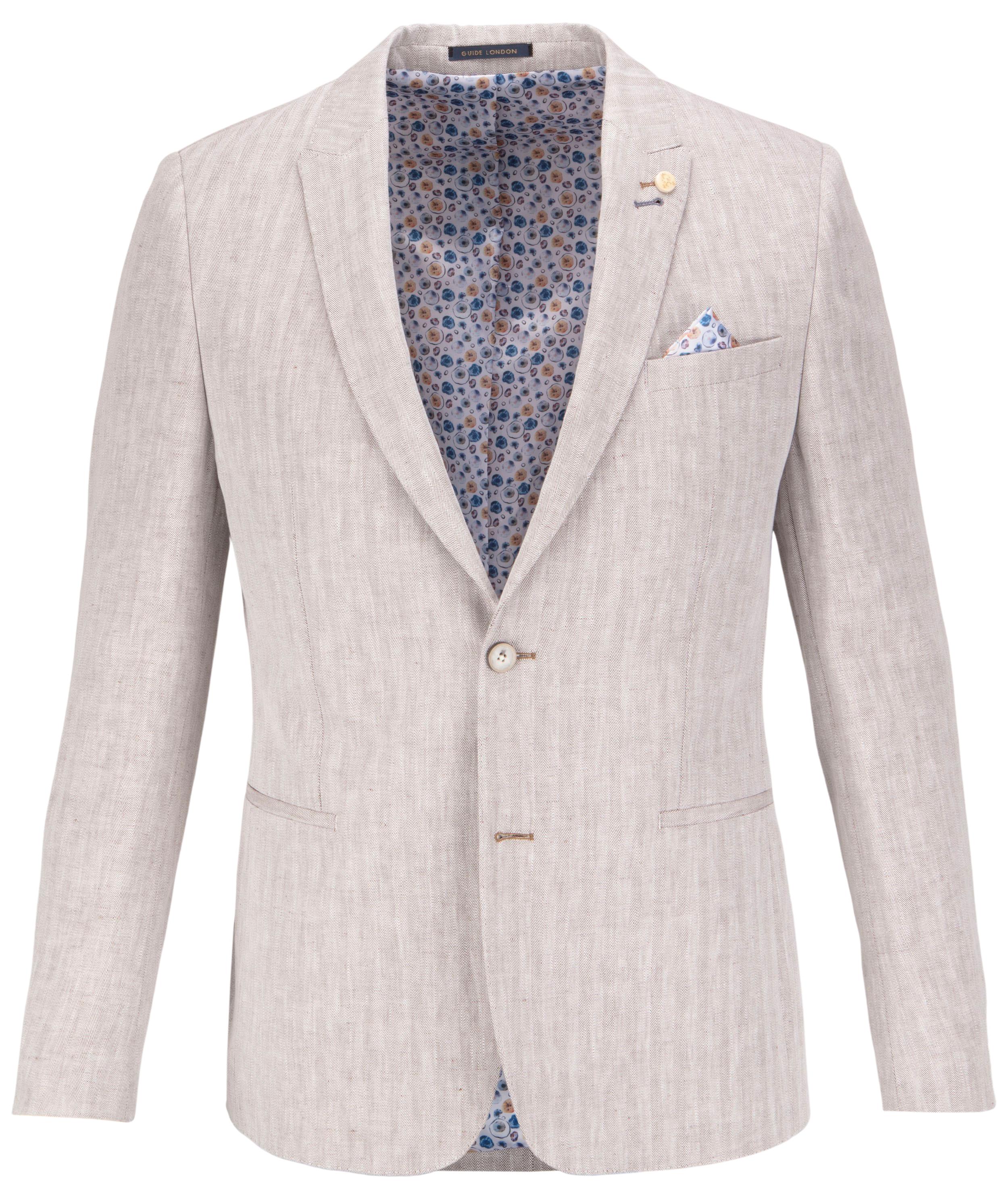 Soft Herringbone Cotton Linen Blend Blazer