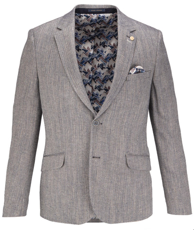 Italian Cotton Linen Blend Herringbone Blazer