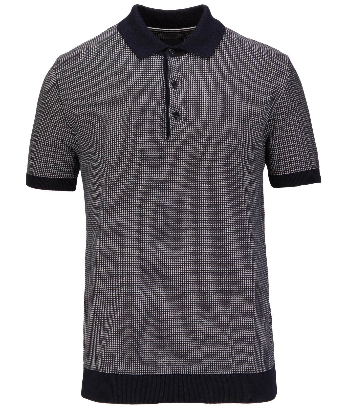 Short Sleeve Knitted 2 Colour Jacquard  Polo