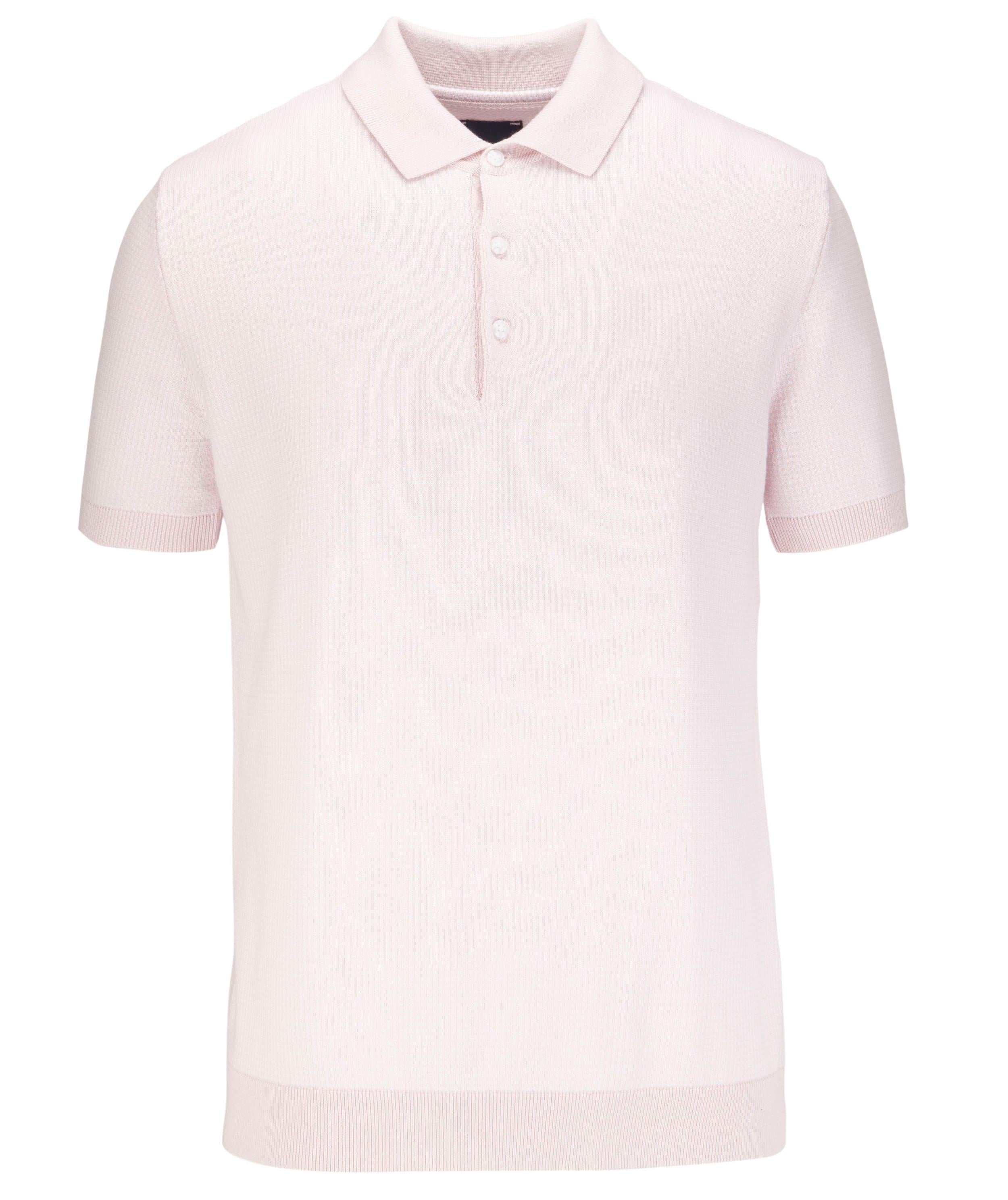 Short Sleeve Knitted 2 Colour Jacquard  Polo